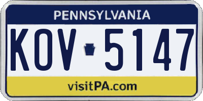 PA license plate KOV5147