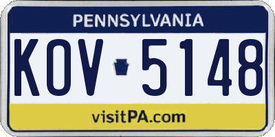 PA license plate KOV5148