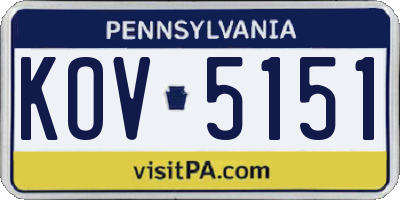PA license plate KOV5151