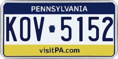 PA license plate KOV5152