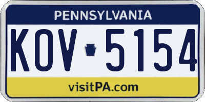 PA license plate KOV5154