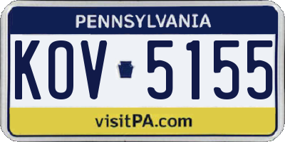 PA license plate KOV5155