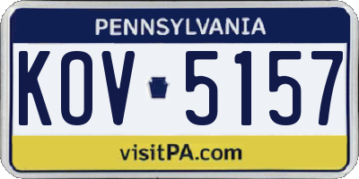 PA license plate KOV5157