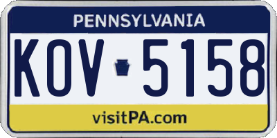 PA license plate KOV5158