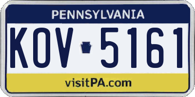 PA license plate KOV5161