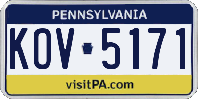 PA license plate KOV5171