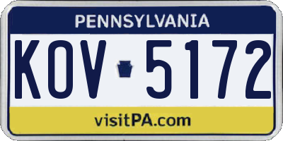 PA license plate KOV5172