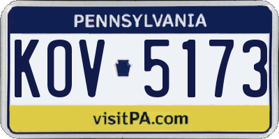 PA license plate KOV5173
