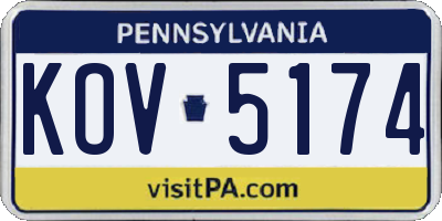 PA license plate KOV5174