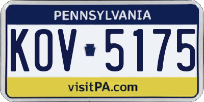 PA license plate KOV5175