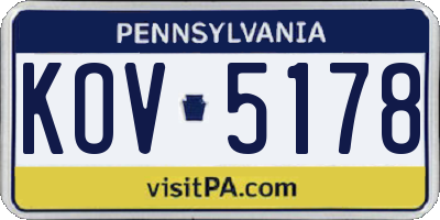 PA license plate KOV5178