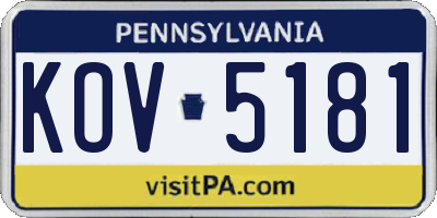 PA license plate KOV5181