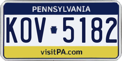 PA license plate KOV5182