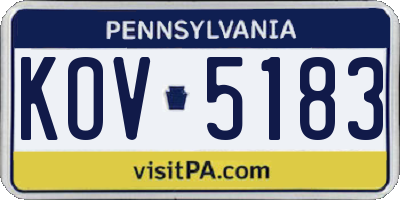 PA license plate KOV5183