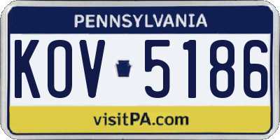 PA license plate KOV5186