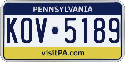 PA license plate KOV5189