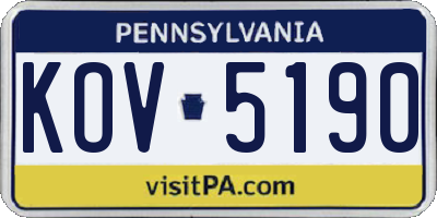 PA license plate KOV5190
