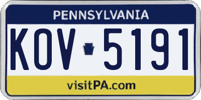 PA license plate KOV5191