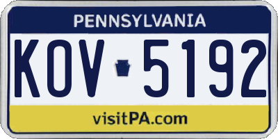 PA license plate KOV5192