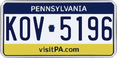 PA license plate KOV5196