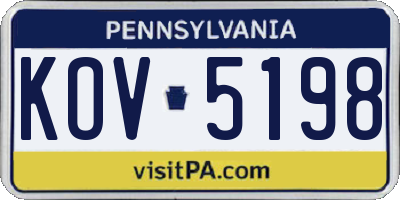 PA license plate KOV5198