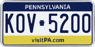 PA license plate KOV5200