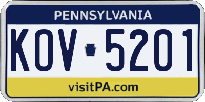 PA license plate KOV5201