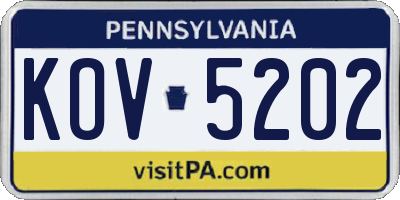 PA license plate KOV5202