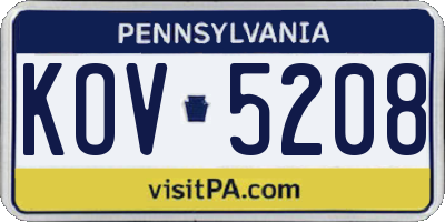 PA license plate KOV5208