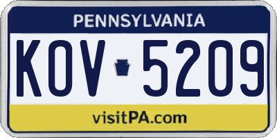 PA license plate KOV5209