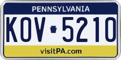 PA license plate KOV5210