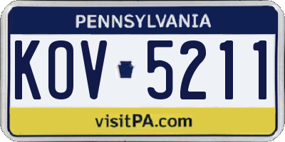 PA license plate KOV5211