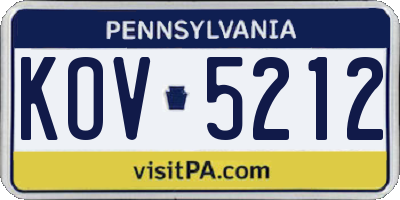 PA license plate KOV5212