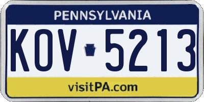 PA license plate KOV5213