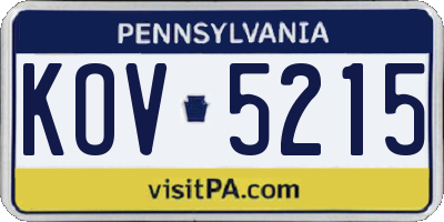 PA license plate KOV5215