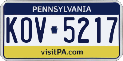 PA license plate KOV5217