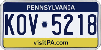 PA license plate KOV5218