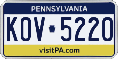 PA license plate KOV5220