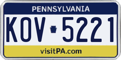 PA license plate KOV5221