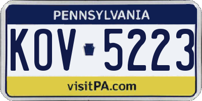 PA license plate KOV5223