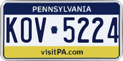 PA license plate KOV5224