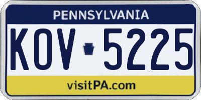 PA license plate KOV5225