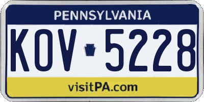 PA license plate KOV5228