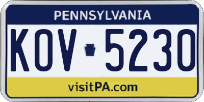 PA license plate KOV5230