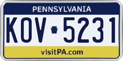 PA license plate KOV5231