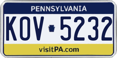 PA license plate KOV5232