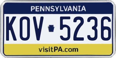 PA license plate KOV5236