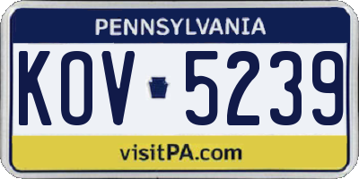 PA license plate KOV5239