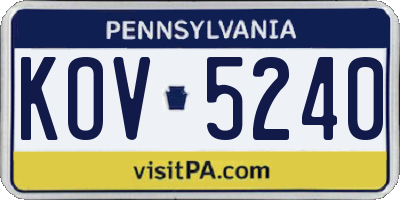PA license plate KOV5240