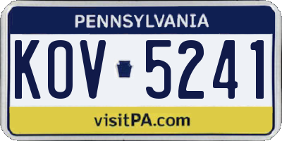 PA license plate KOV5241